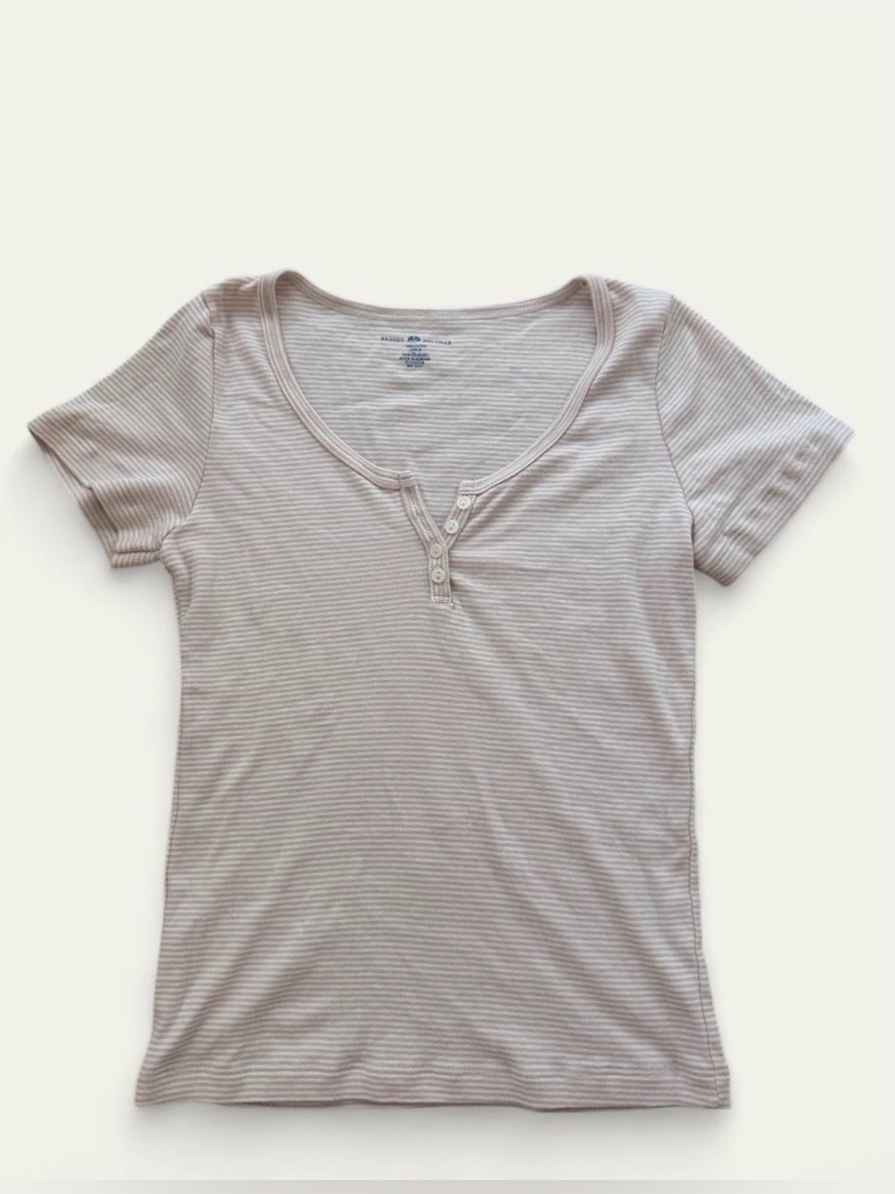 Brandy Melville Zelly top in baby pink and white stripes